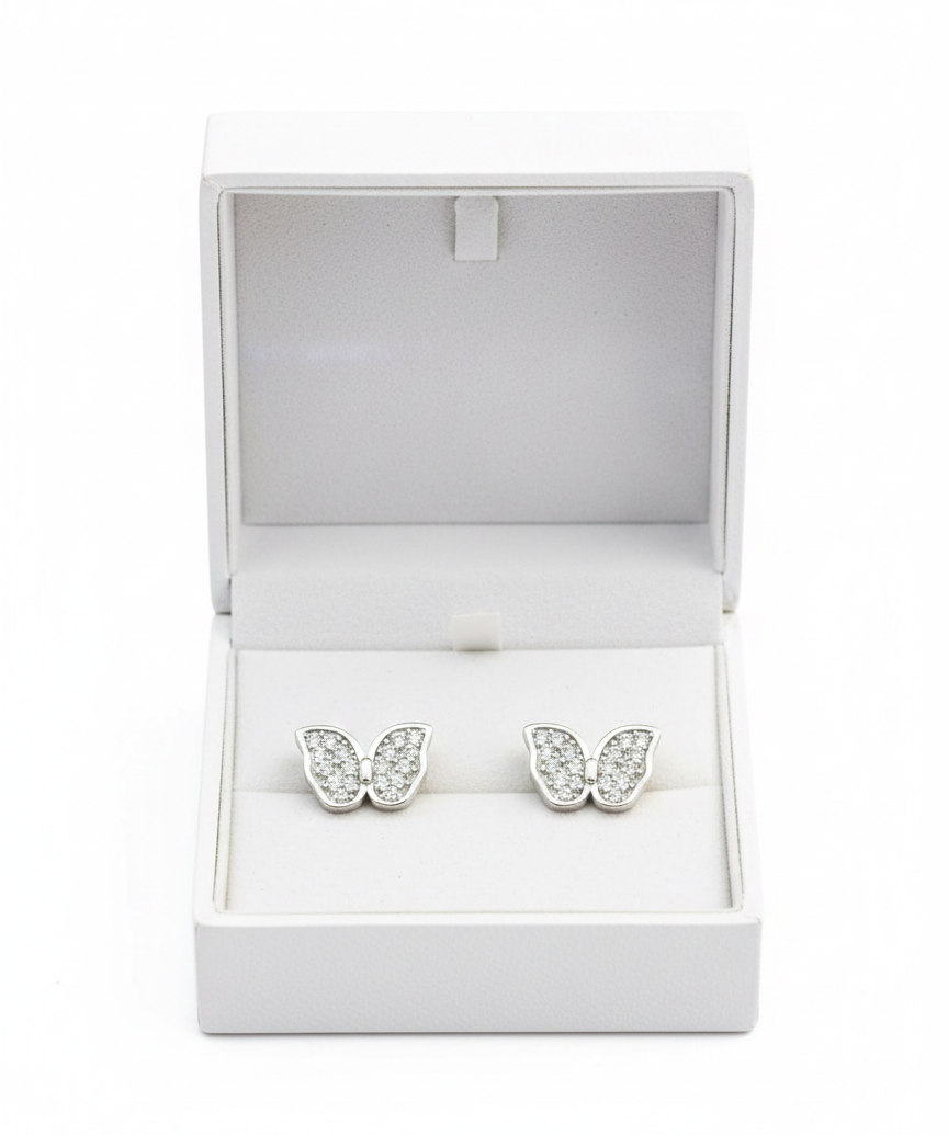 925 Silver Sparkle Butterfly Studs 925/002