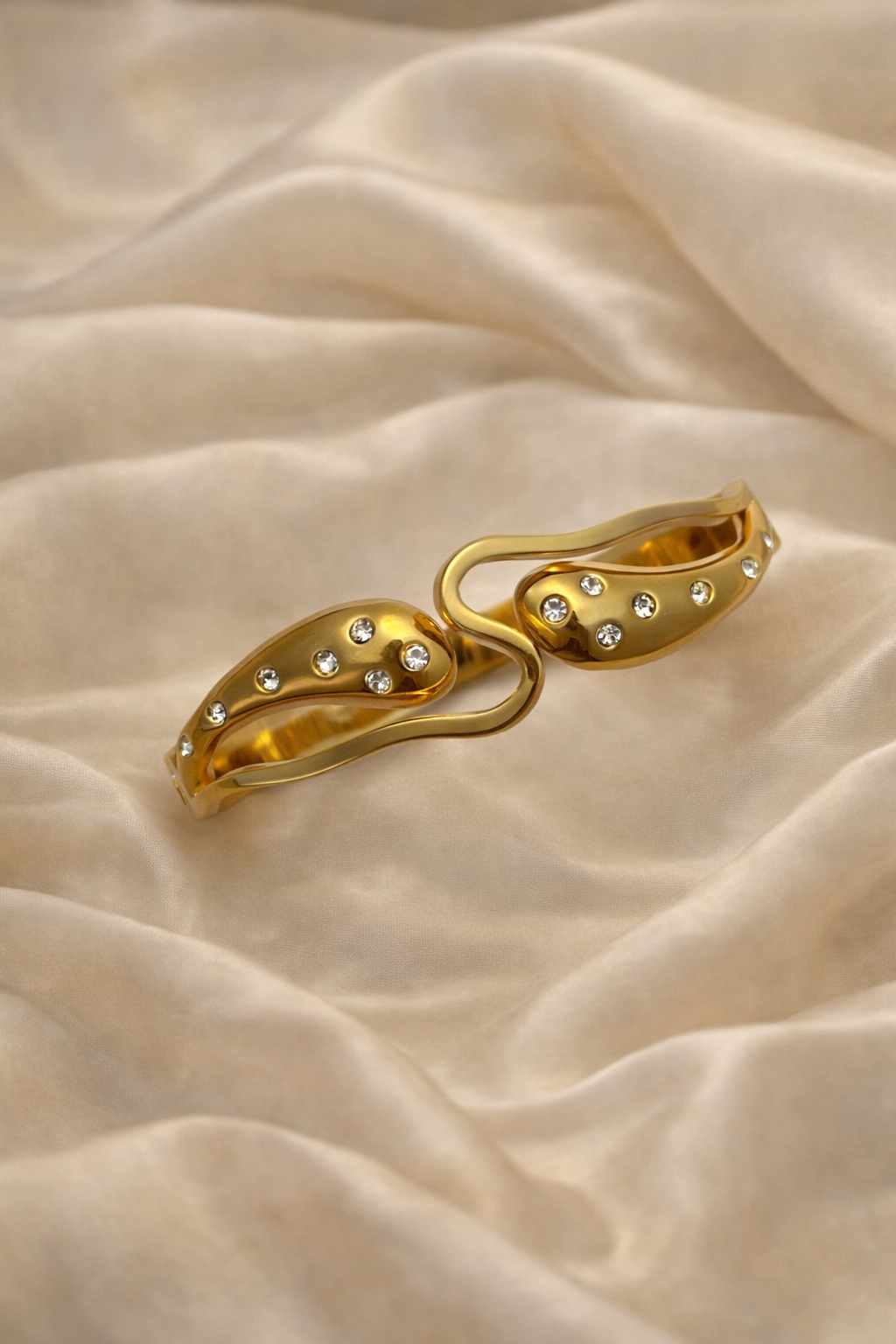 Elegant Gold Finish Crystal Studded Cuff Bracelet BRC012