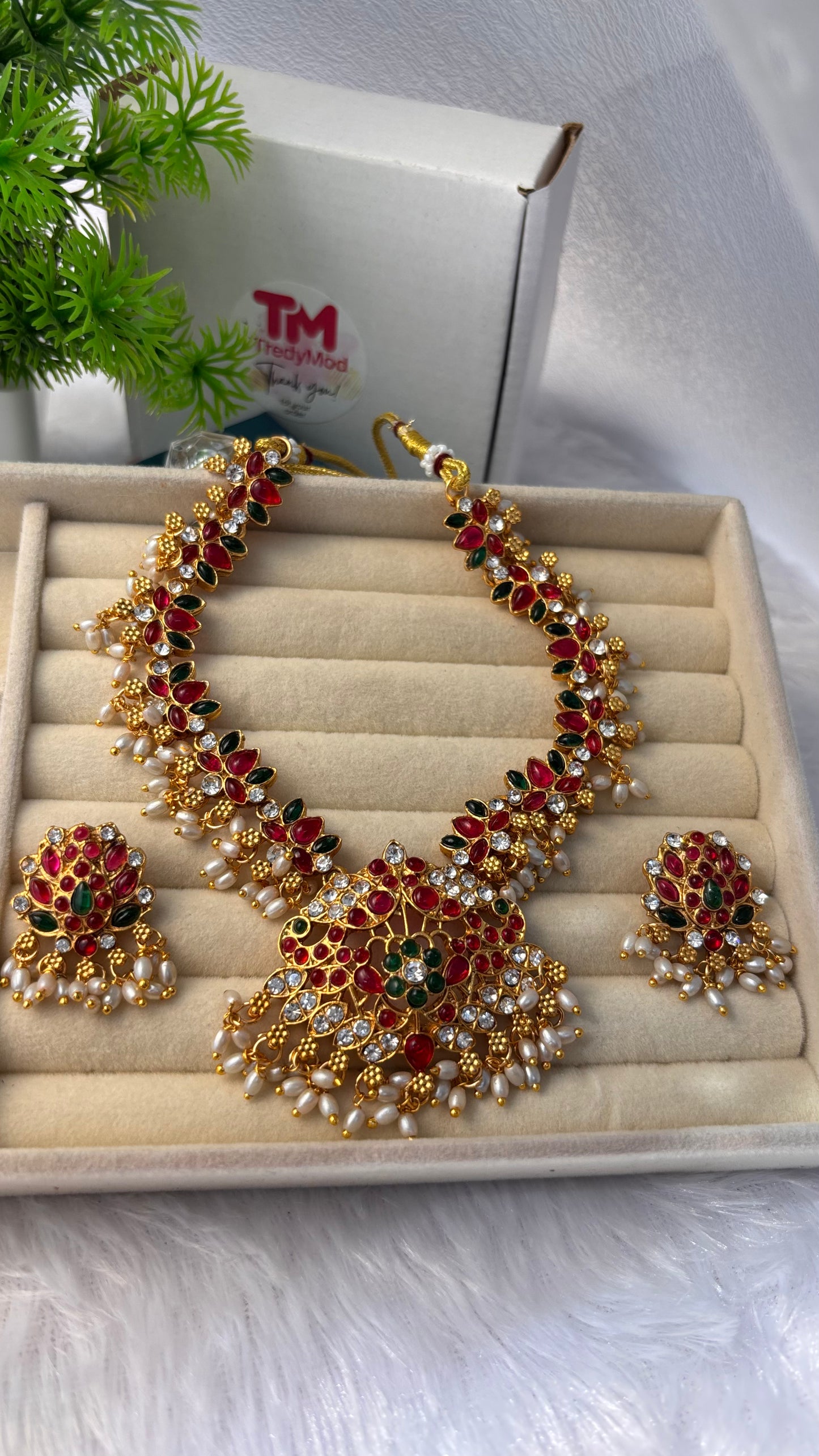 Multicolor stone Lotus Necklace LTS005