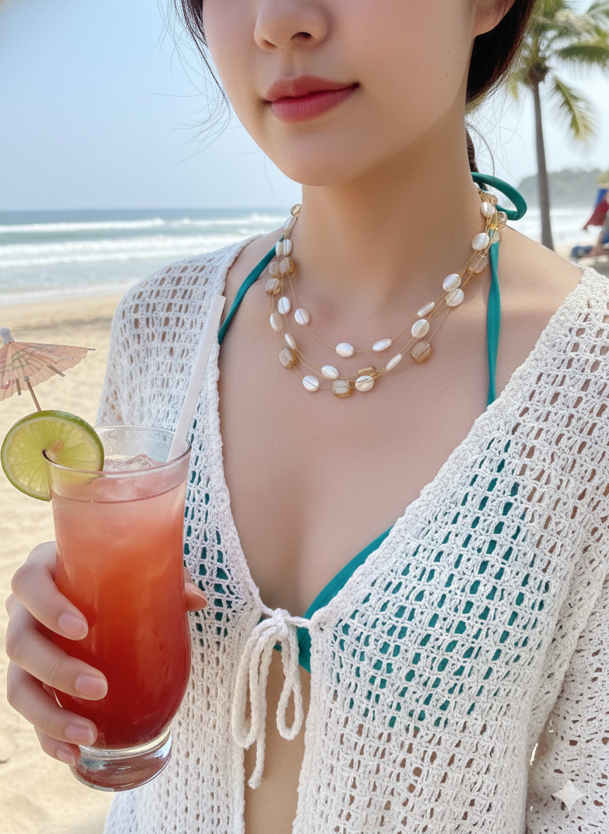 Layered Pearl Lightweight Necklace PRL005