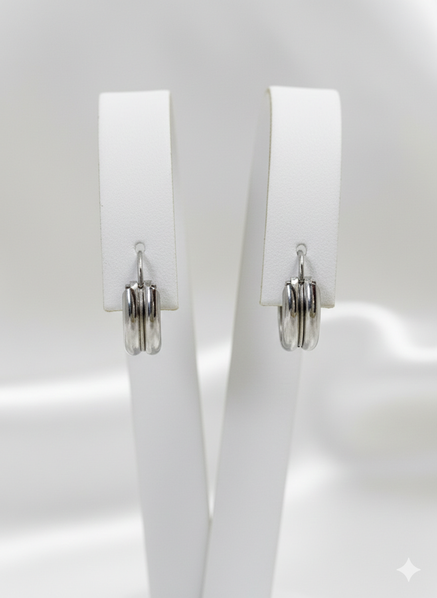 Pure 925 Sterling Silver Triple Layer Half-Hoops 925/005