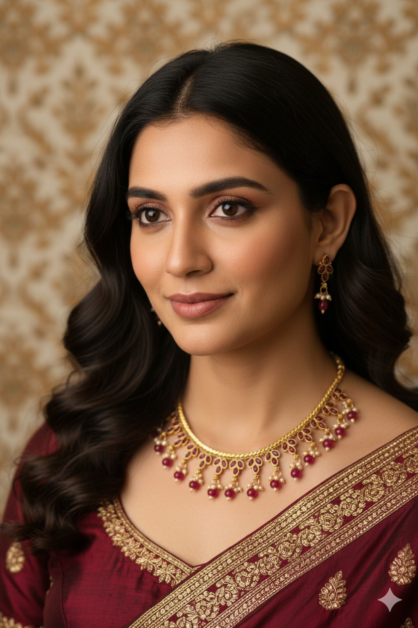 Elegant Pearl and Beads Drops Necklace Set MIN004