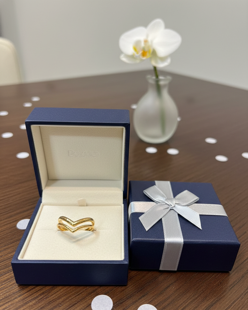 Double Wishbone Ring in 18K Gold Plated RNG005