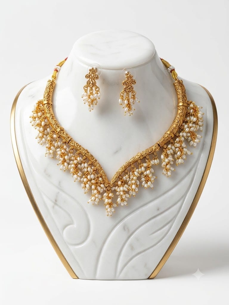 Antique Pearl V Shape Choker PRL013