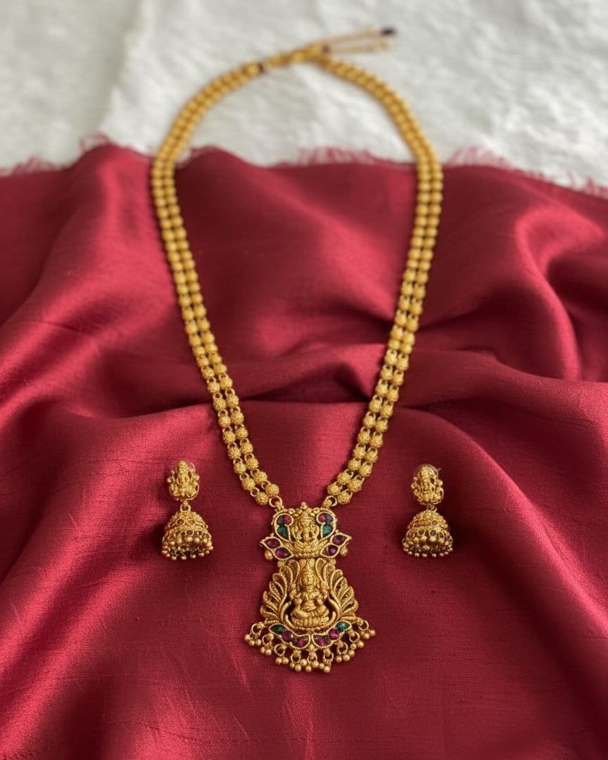 Royal Temple Motif Long Necklace Set LN010