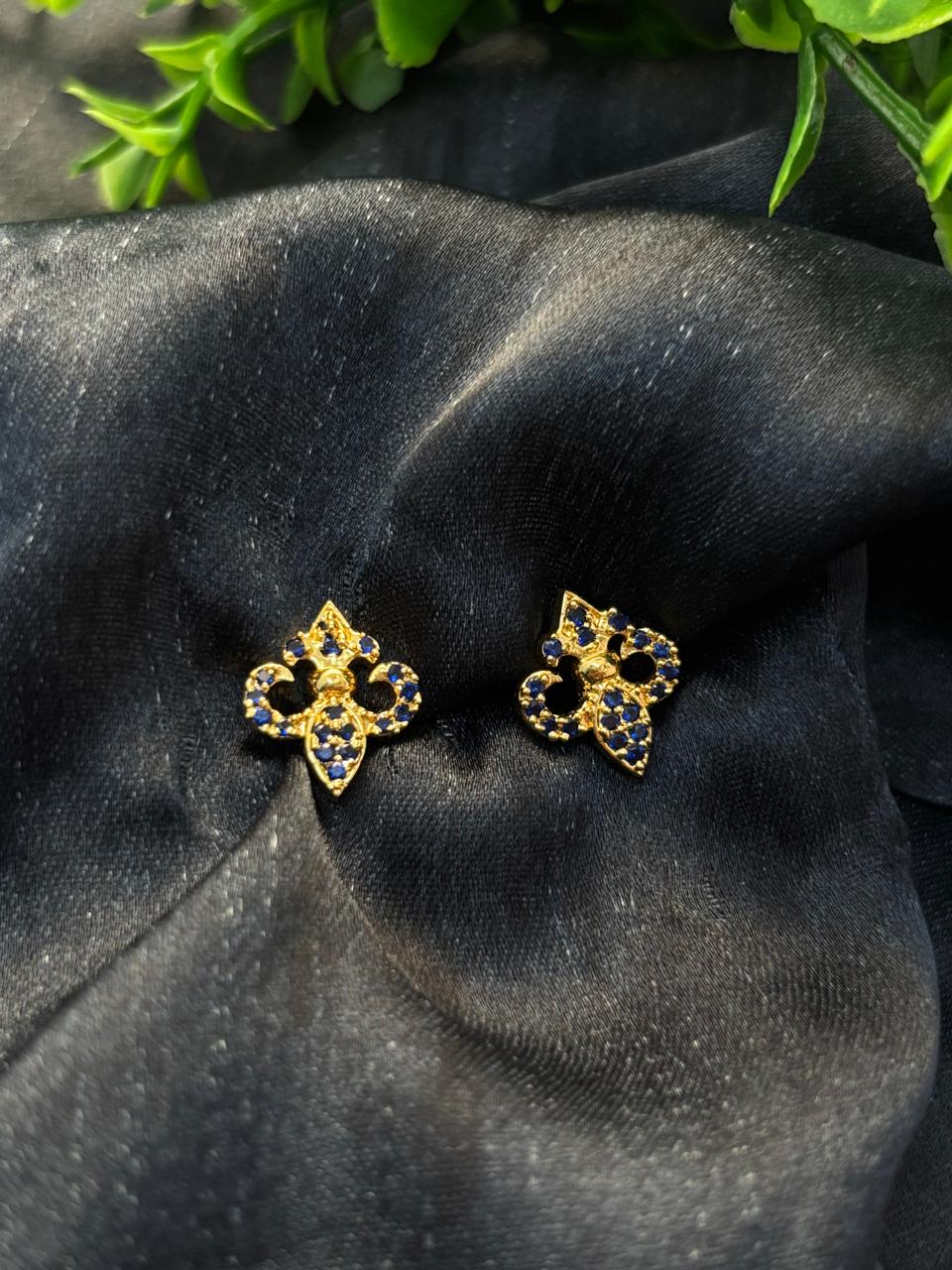 Floral Butterfly Blue Stone Stud Earrings STD007