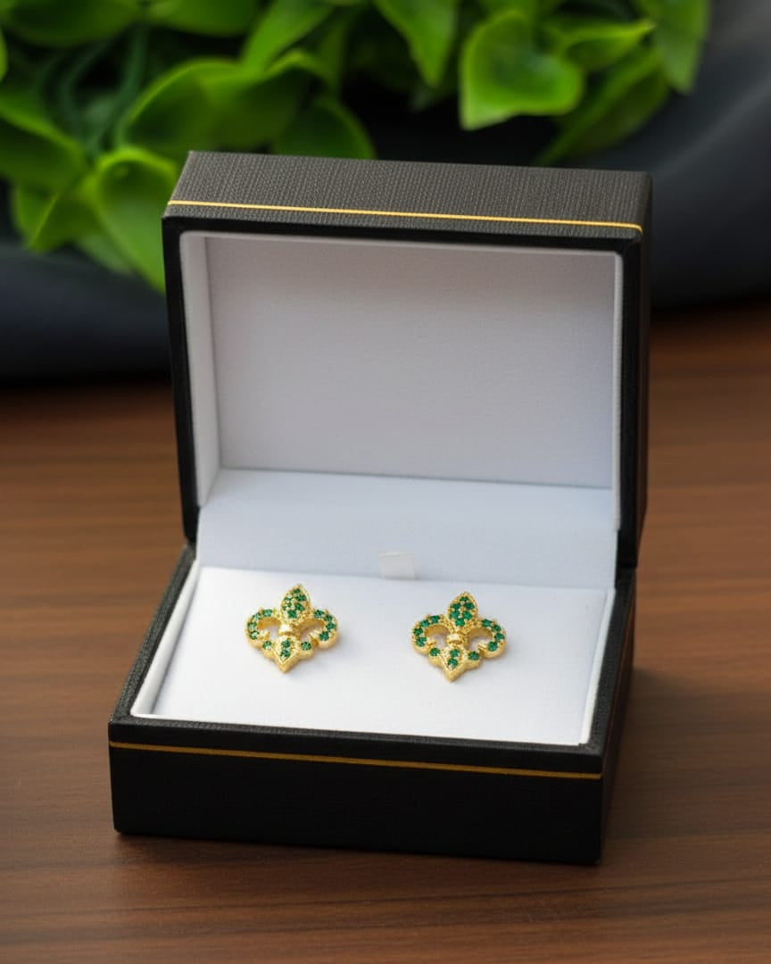 Floral Butterfly Green Stone Studs Earring STD011