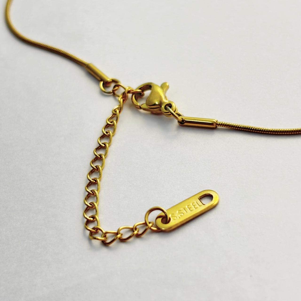 18K Gold Tone Necklace with Green Emarald Pendant ANTNC004