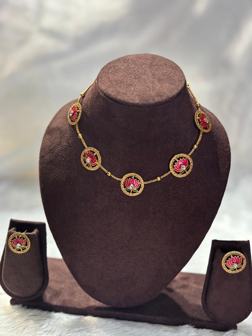 Minimal Pink Lotus Choker MIN001