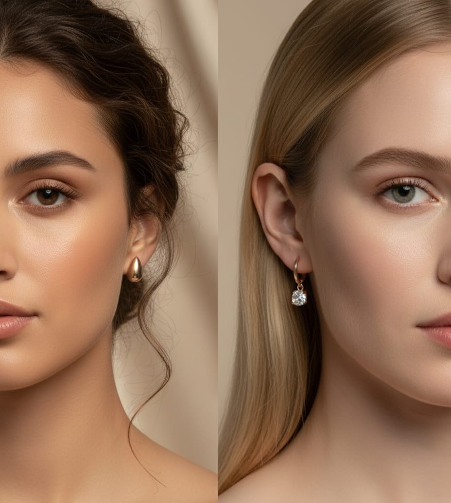 Elegant Rose Gold Combo Earrings | Studs and Sparkle Hoops DFE024