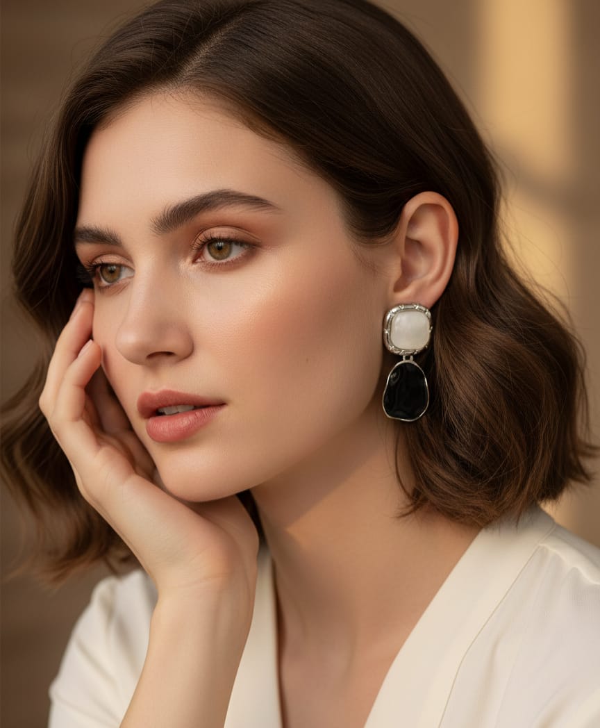 Classic Monochrome Pearl Drop Earrings DFE026