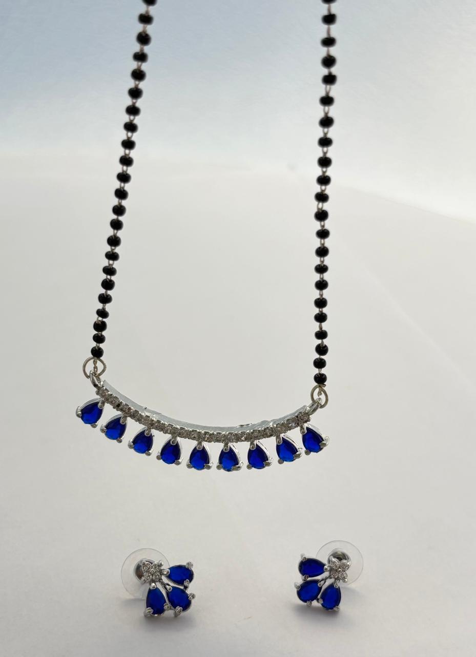 Royal Blue Stone Mangal Sutra with Modern Teardrop Accents MNG003
