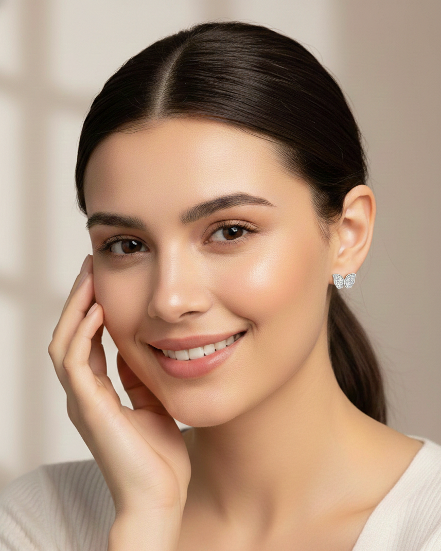 925 Silver Sparkle Butterfly Studs 925/002