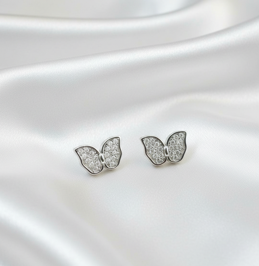 925 Silver Sparkle Butterfly Studs 925/002
