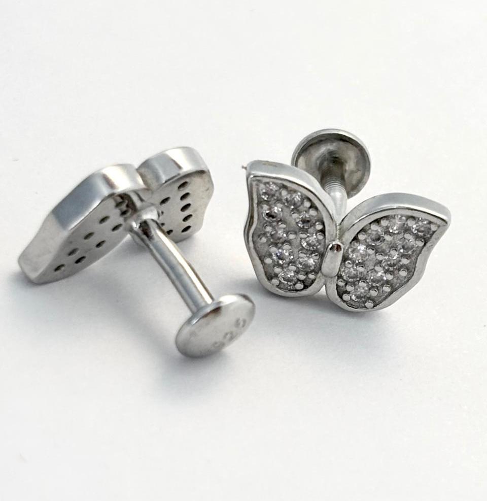 925 Silver Sparkle Butterfly Studs 925/002