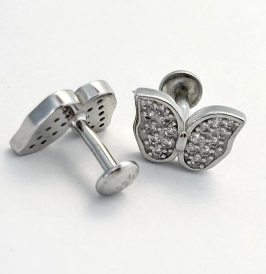 925 Silver Sparkle Butterfly Studs 925/002