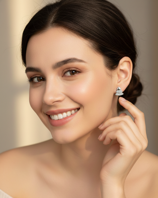 Pure 925 Silver Pave-Set Christmas Tree studs.   925/009