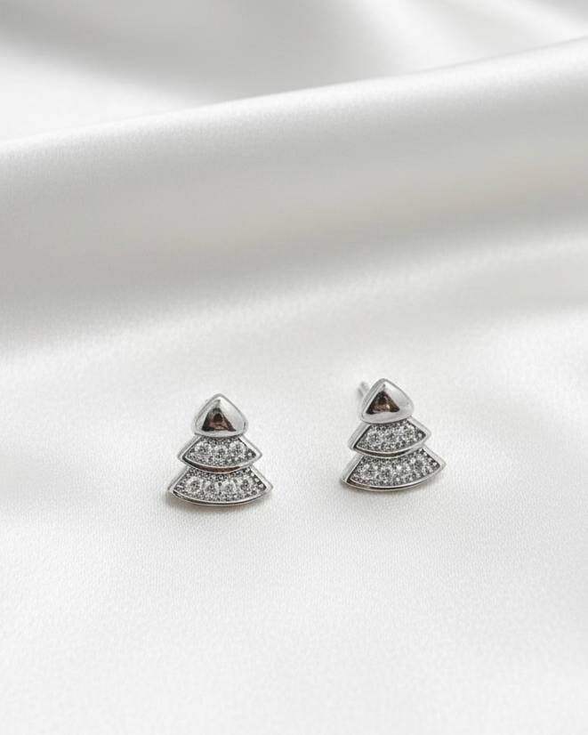 Pure 925 Silver Pave-Set Christmas Tree studs.   925/009
