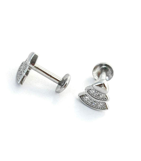 Pure 925 Silver Pave-Set Christmas Tree studs.   925/009