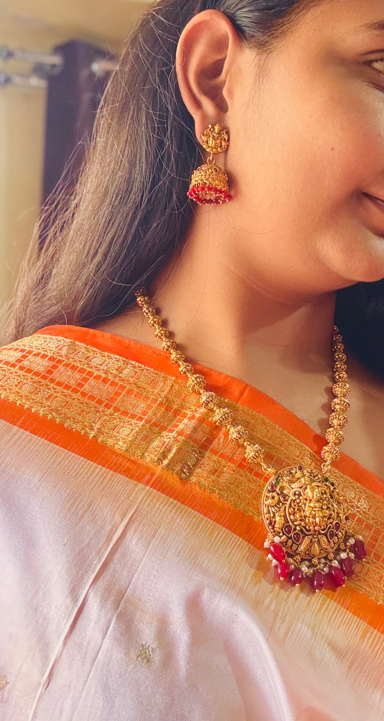 Antique Gold Replica Laxmi Temple Necklace TN012
