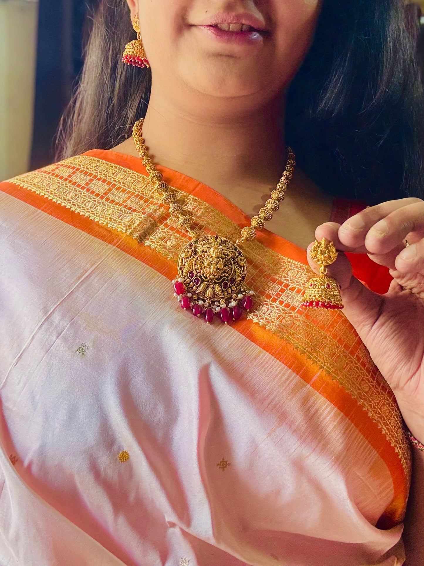Antique Gold Replica Laxmi Temple Necklace TN012