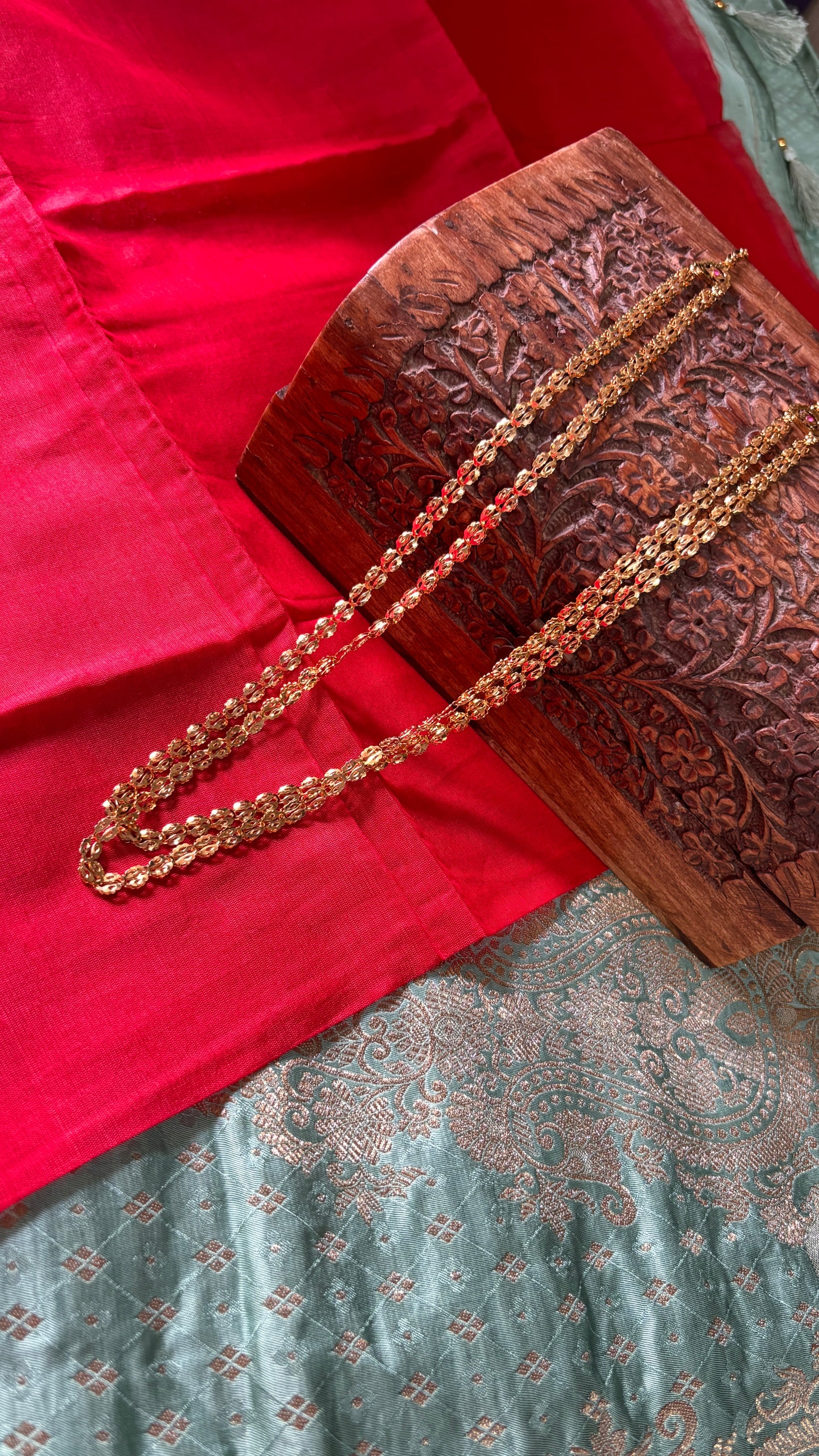 2 Layer 1gm Gold Avalakki Long Necklace ALN002
