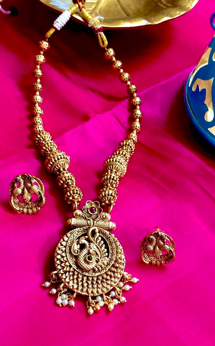 Reversible Peacock Antique Necklace REV013
