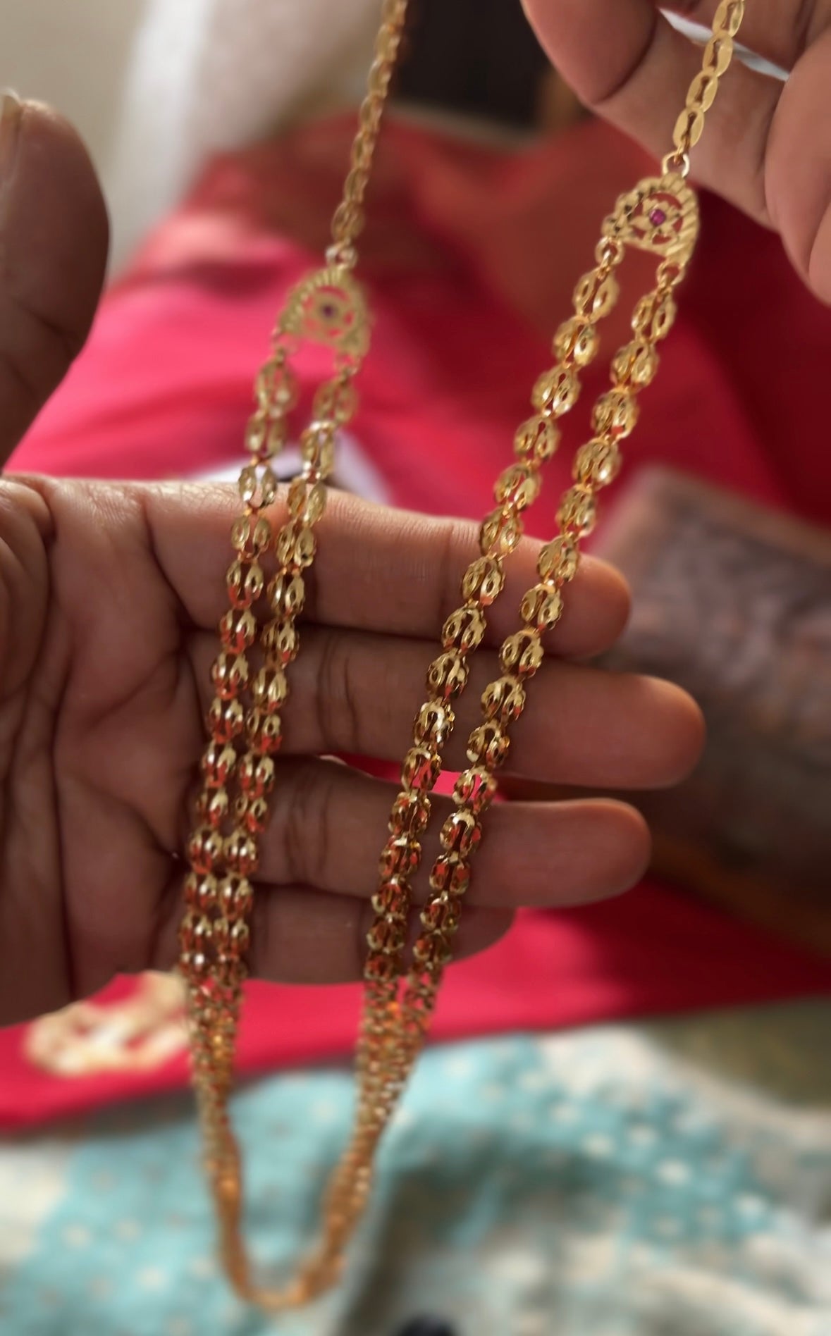 2 Layer 1gm Gold Avalakki Long Necklace ALN002