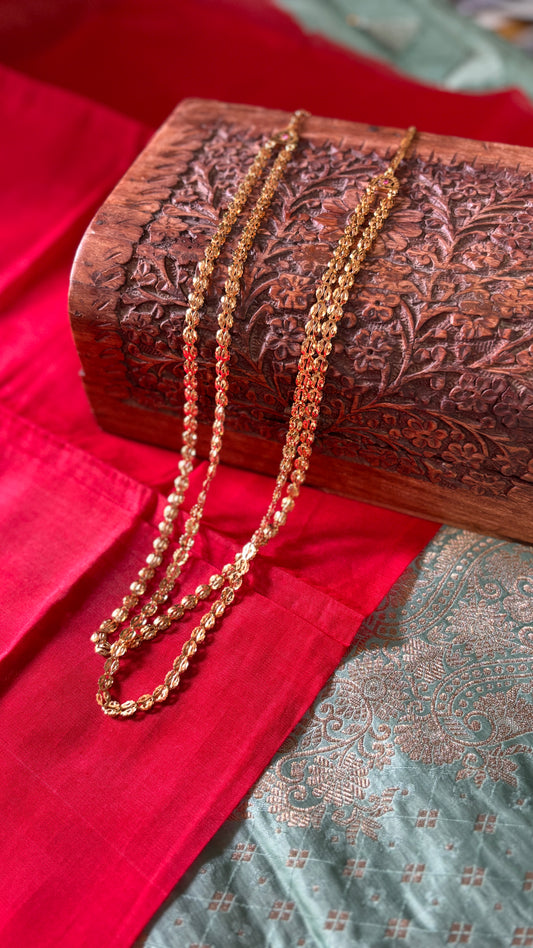2 Layer 1gm Gold Avalakki Long Necklace ALN002