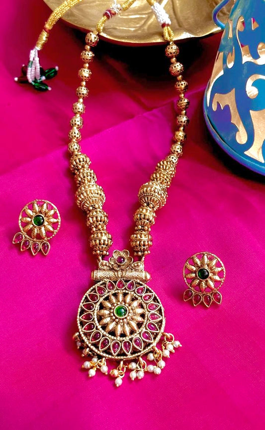 Reversible Peacock Antique Necklace REV013