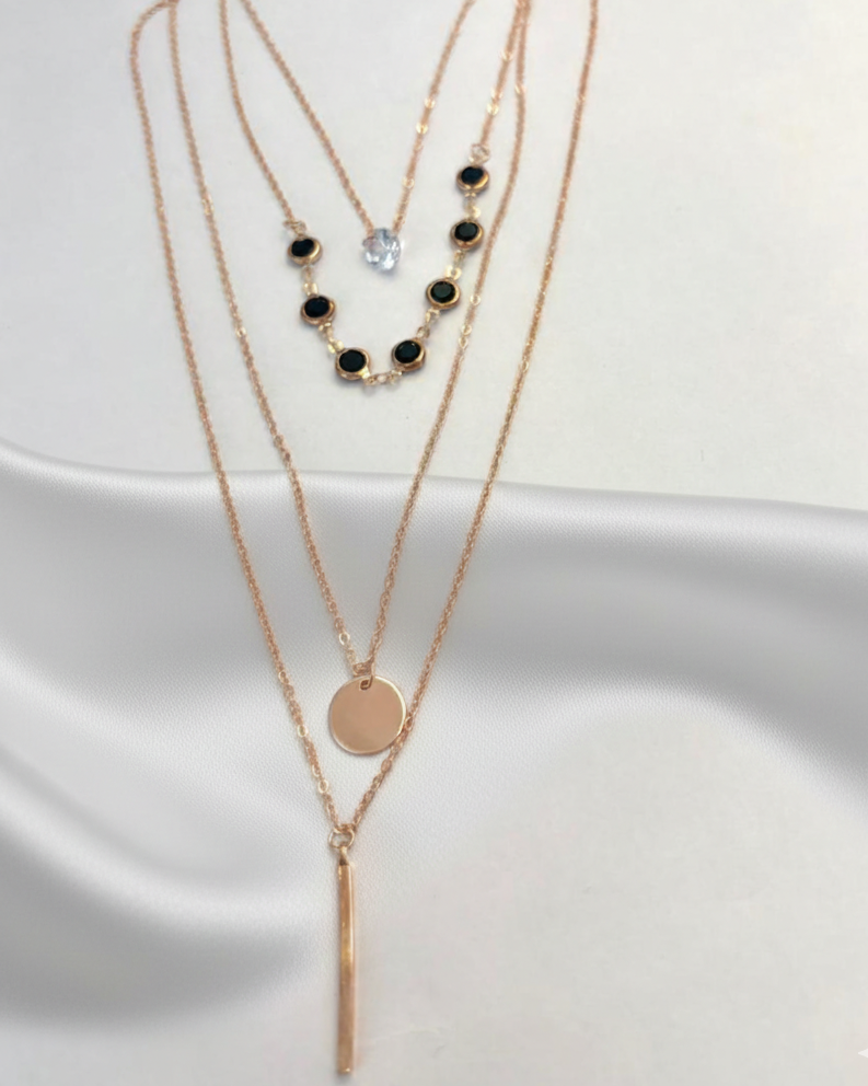 Modern Rose Gold Multi layered Necklace ANTNC018