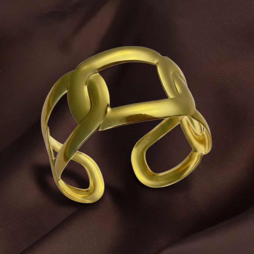 Modern Interlinked Gold Cuff Bracelet BRC001