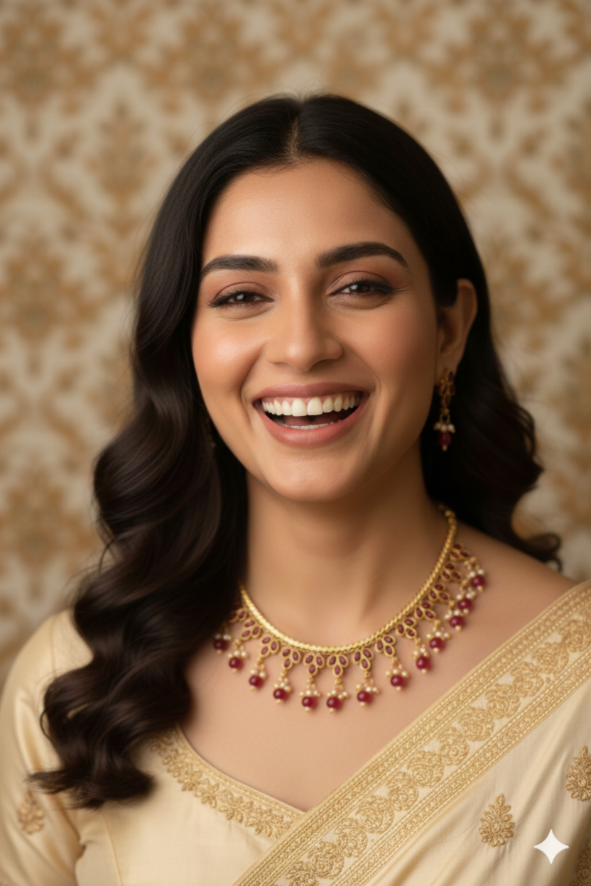 Elegant Pearl and Beads Drops Necklace Set MIN004
