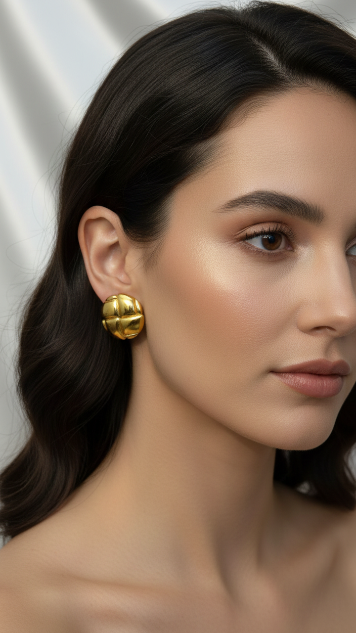 Minimalist Gold-Plated Round Stud Earrings DFE016