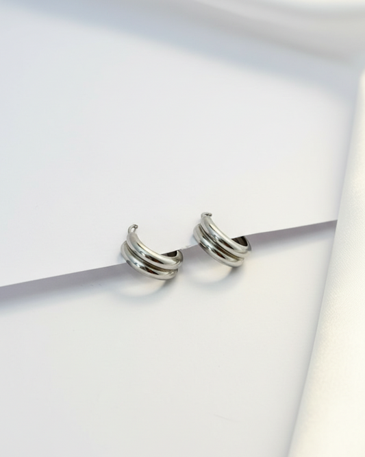 Pure 925 Sterling Silver Triple Layer Half-Hoops 925/005