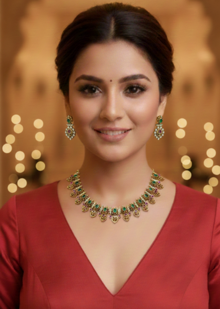 Emerald Victorian Minimal Necklace VCT002