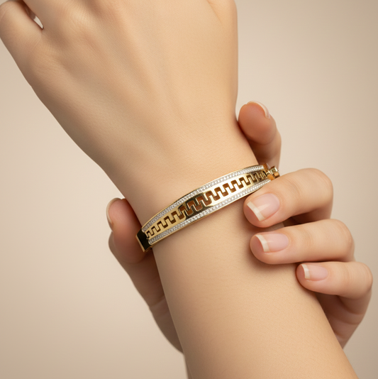 Modern Luxe Gold and Silver Pattern Bracelet BRC002
