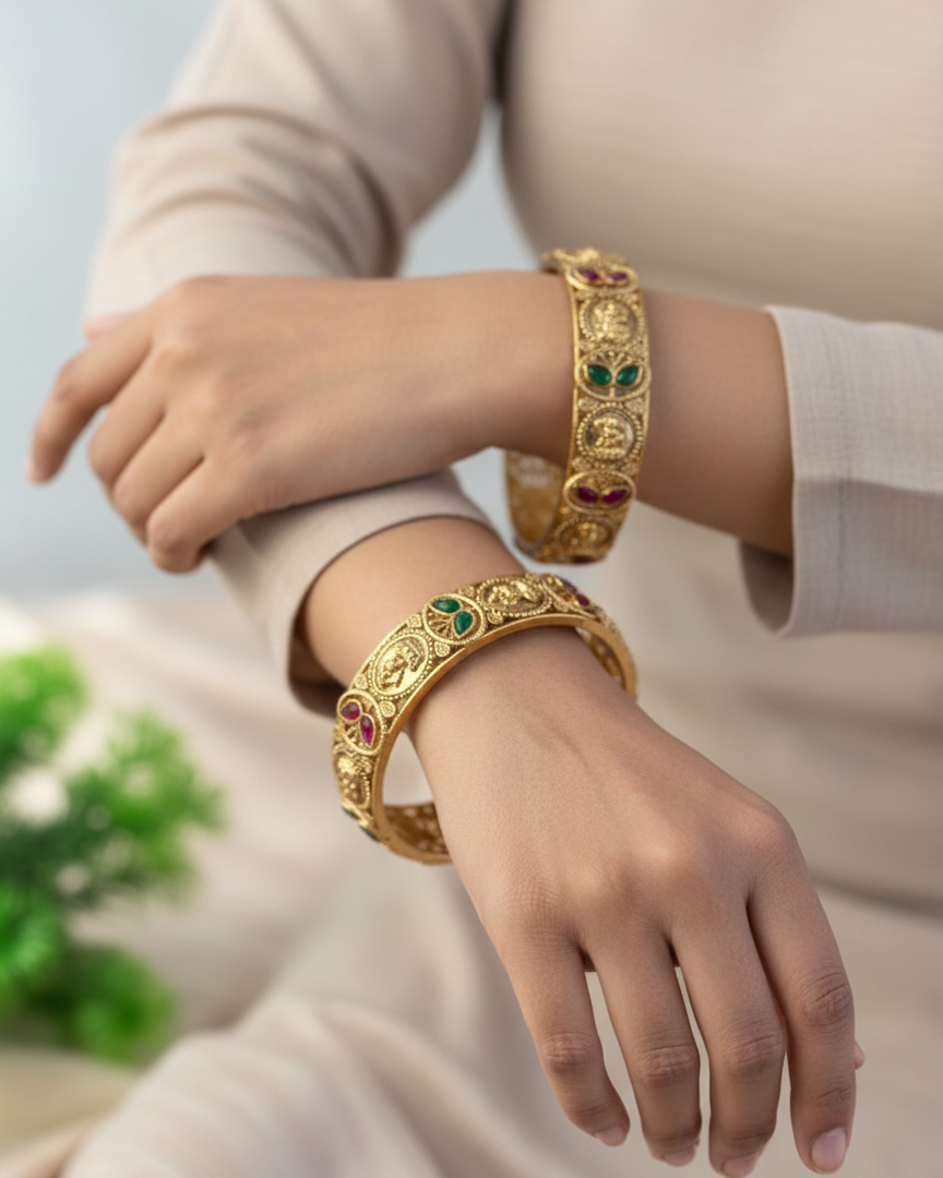Antique Lakshmi Leaf Bangles (Set of 2 Bangles) BNG010