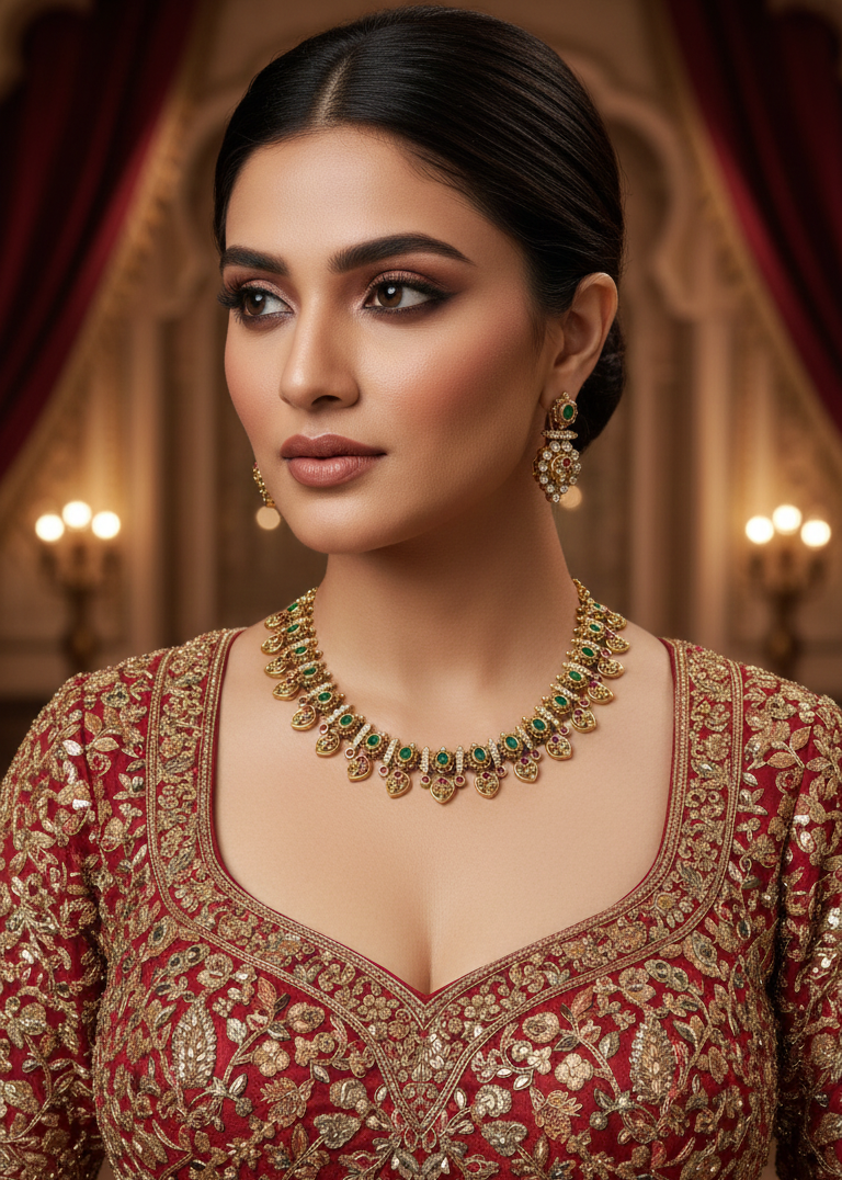 Emerald Victorian Minimal Necklace VCT002
