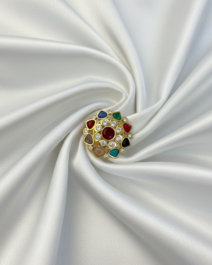 Premium Navaratna Ring with 18K Gold Plated RNG015