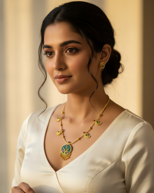 Green Minimal Rajkot Necklace Set MIN005