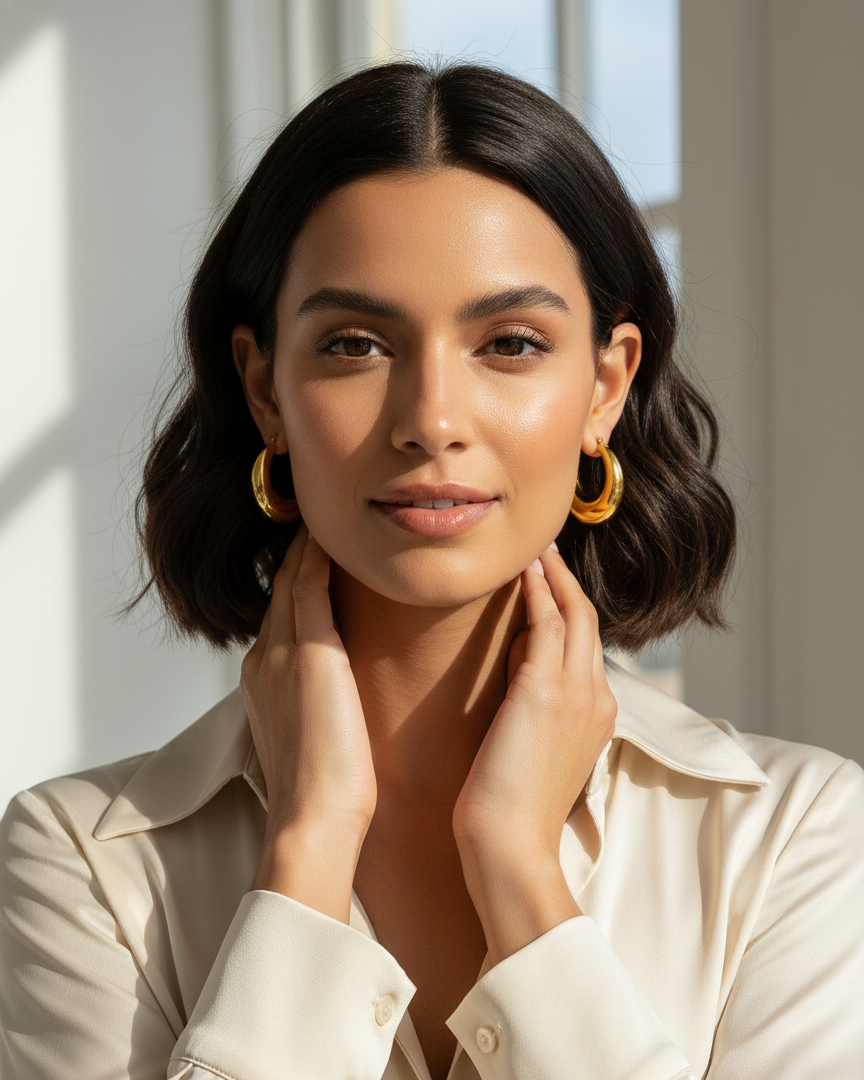 Elegant 18K Gold Polished Hoop Earrings DFE001