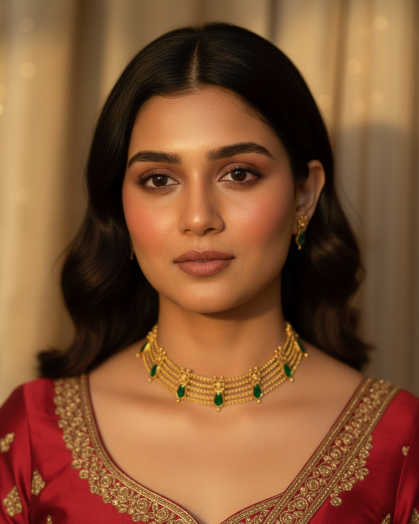 Antique Green Leaf Choker Set CH003