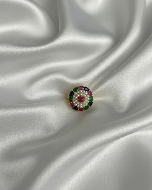 Real Pearl and Multi Color Stone Ring RNG013