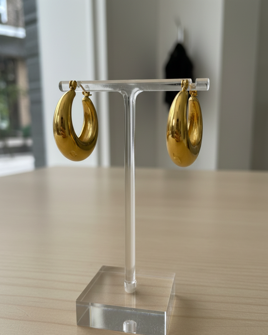 Elegant 18K Gold Polished Hoop Earrings DFE001