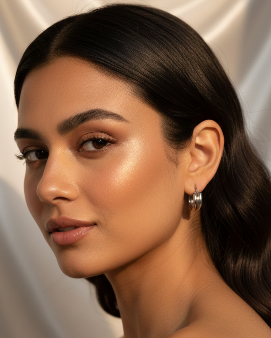 Pure 925 Sterling Silver Triple Layer Half-Hoops 925/005