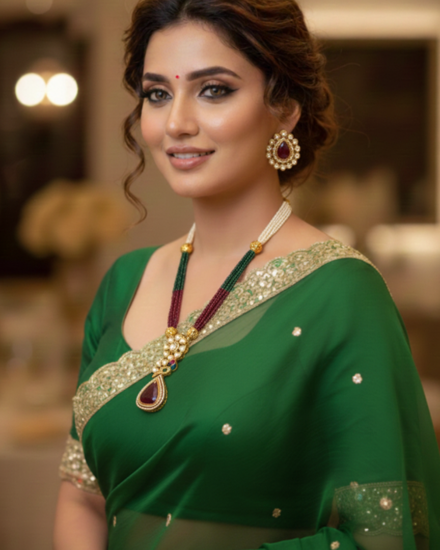 Kundan Pearl Long Necklace Set KND002