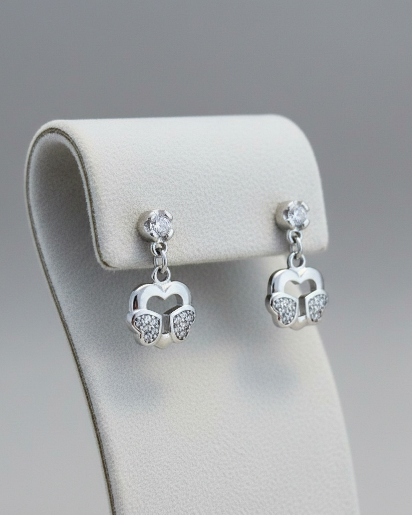 Pure 925 Silver Whimsical Flutter Heart drops earrings. 925/013
