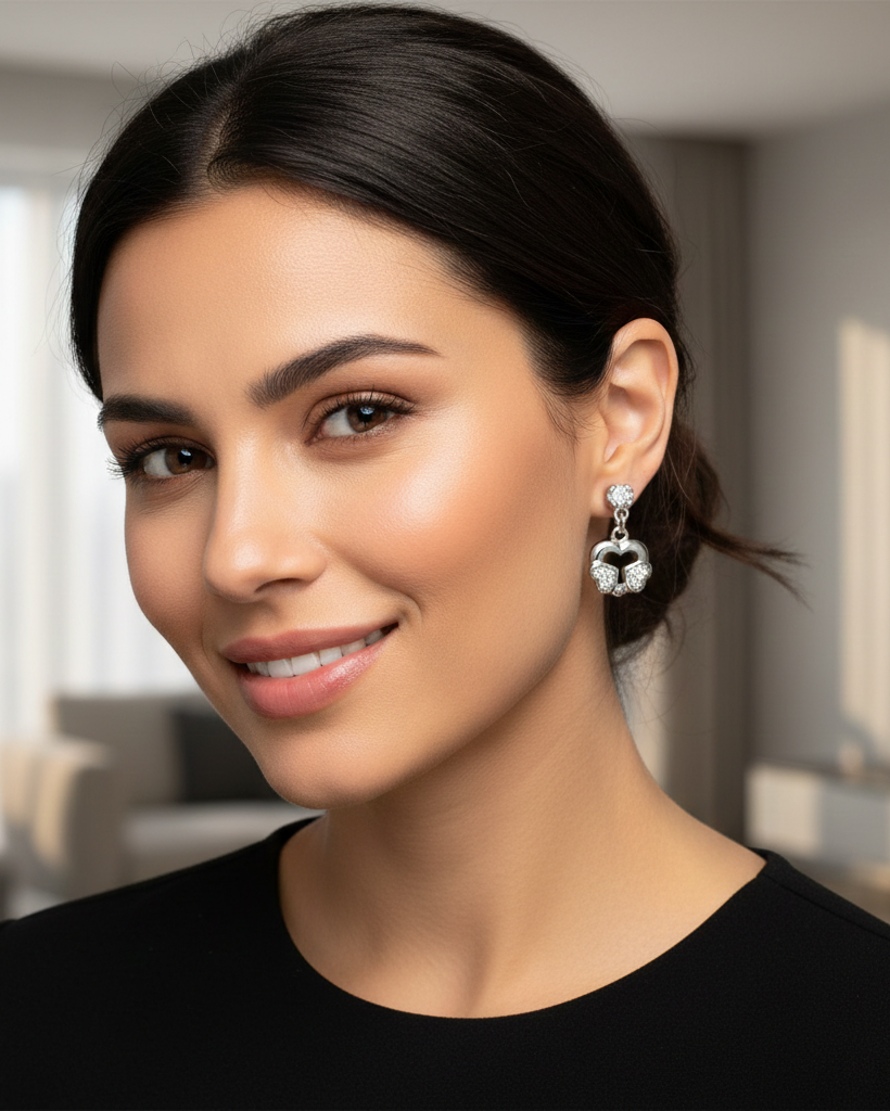 Pure 925 Silver Whimsical Flutter Heart drops earrings. 925/013
