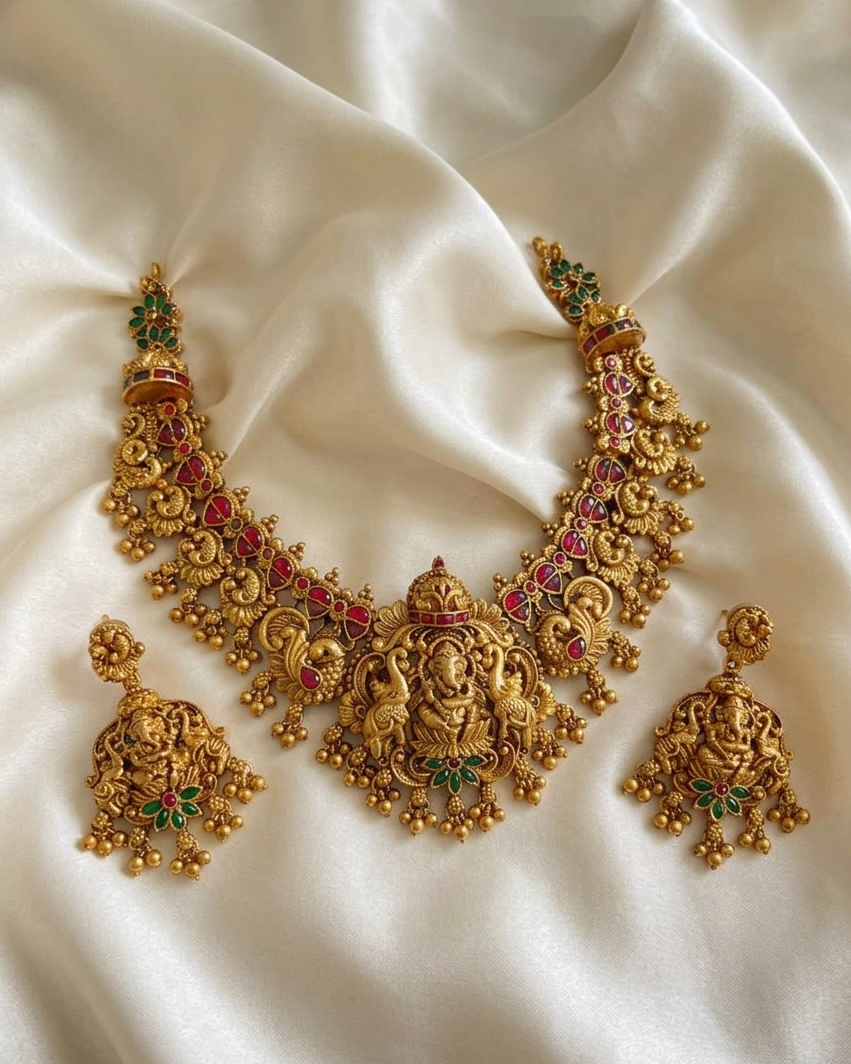 Lord Ganesh Pendant Necklace Set TN010